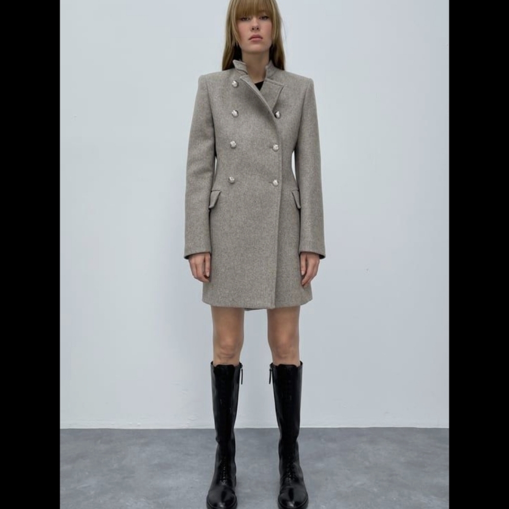 BNWT! Zara wool blend high collar coat